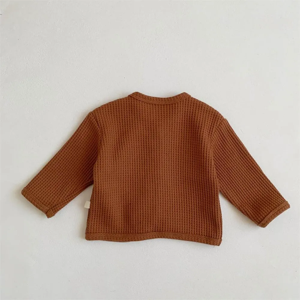 Baby Cardigan Spring And Autumn Baby Waffle Knitted Bottoming Shirt Thin Coat Wholesale