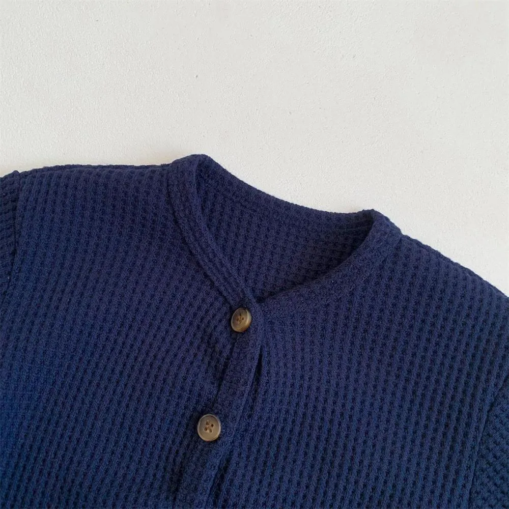 Baby Cardigan Spring And Autumn Baby Waffle Knitted Bottoming Shirt Thin Coat Wholesale
