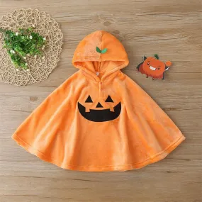 Baby Halloween Cloak Coat Pumpkin Applique Orange Hooded Cape