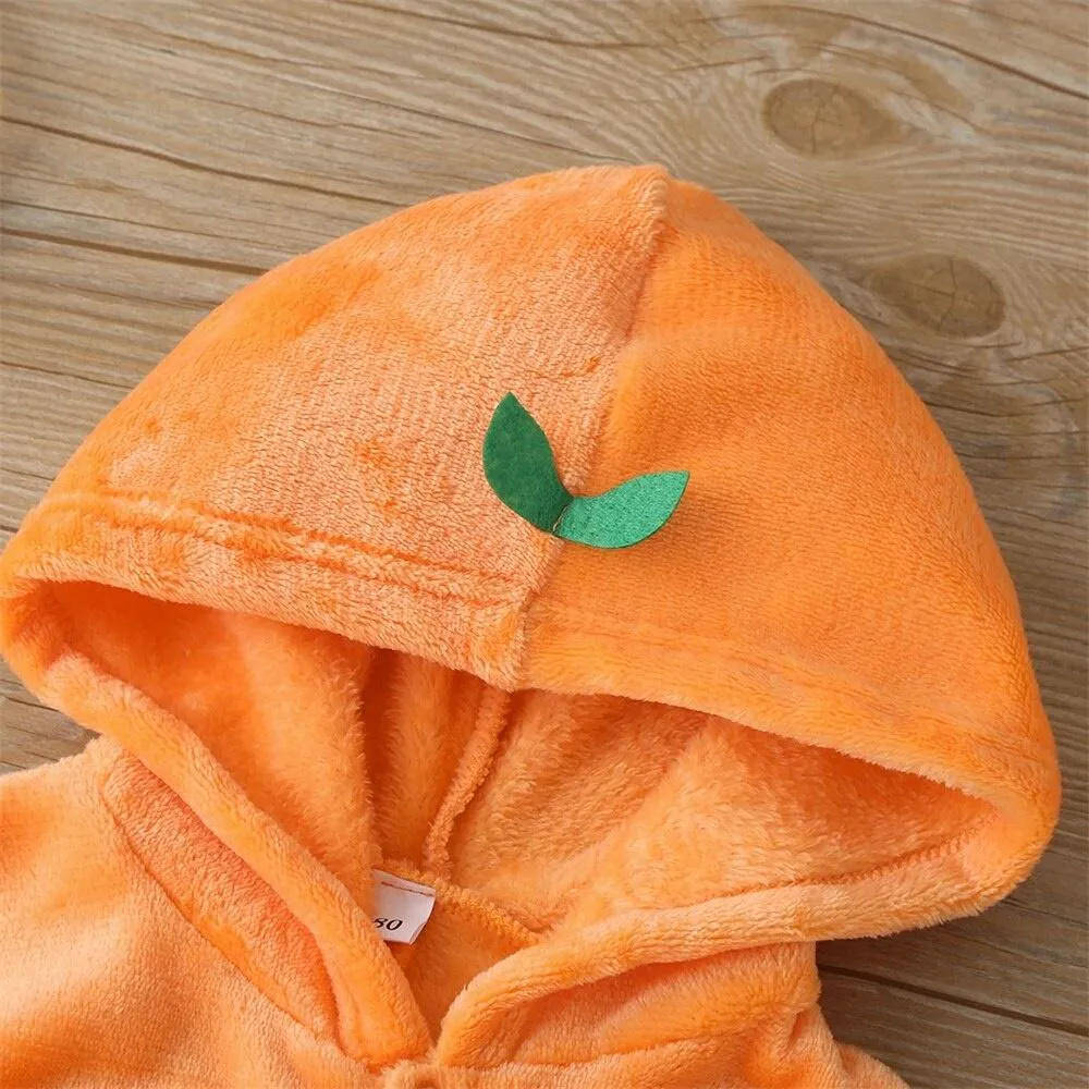 Baby Halloween Cloak Coat Pumpkin Applique Orange Hooded Cape
