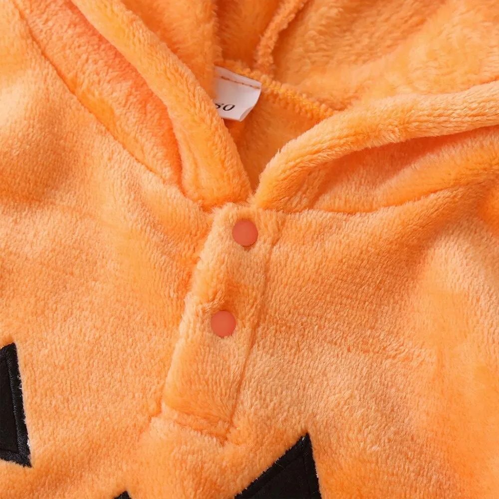 Baby Halloween Cloak Coat Pumpkin Applique Orange Hooded Cape