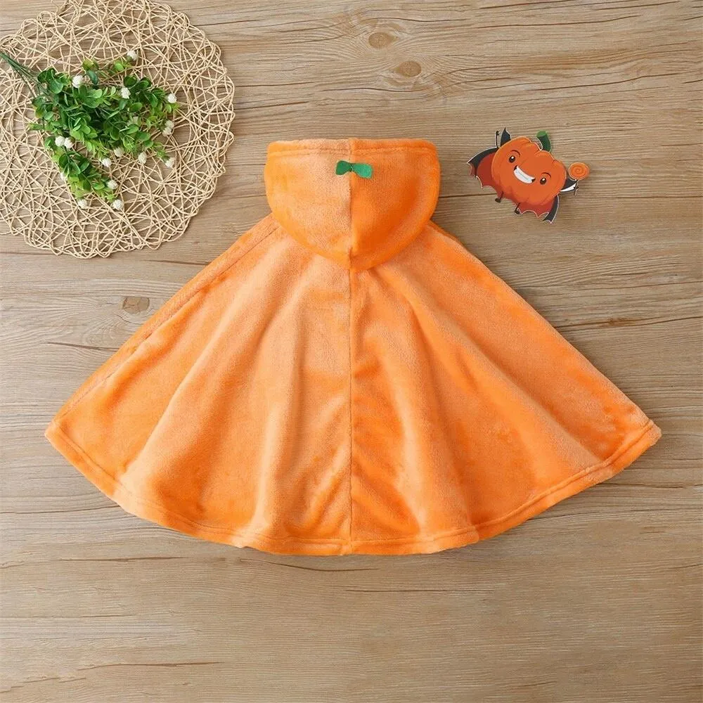 Baby Halloween Cloak Coat Pumpkin Applique Orange Hooded Cape