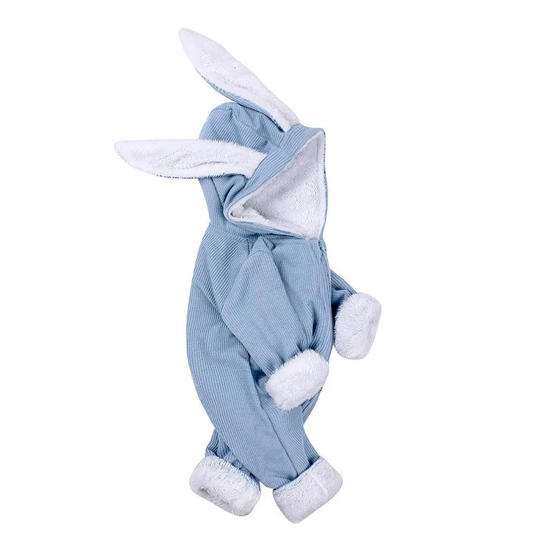 Baby winter jumpsuit super cute big rabbit ears plus velvet padded warm ha clothes