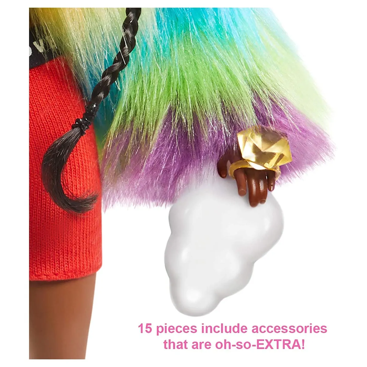 Barbie Extra Doll #1 in Rainbow Coat with Pet Poodle