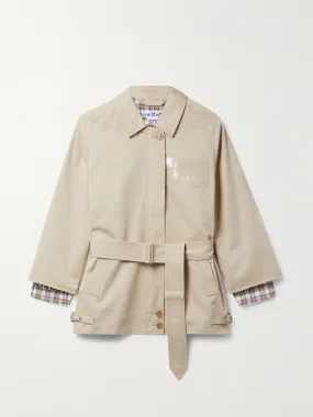 Beige belted trench coat