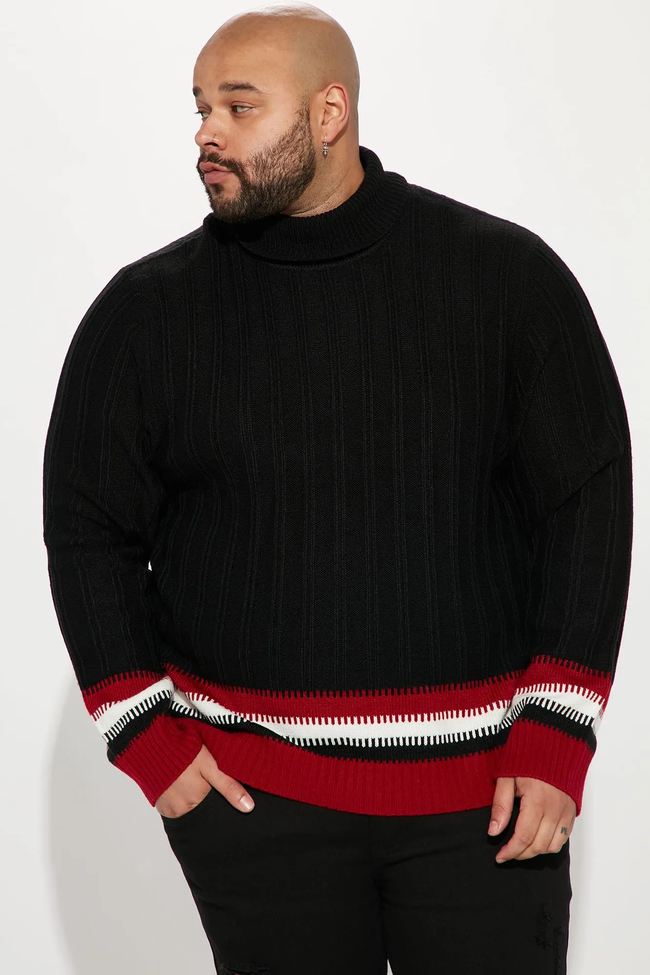 Best In Turtleneck Sweater - Black/Red