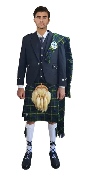 Black Argyll Kilt Outfit With US Army Tartan Kilt