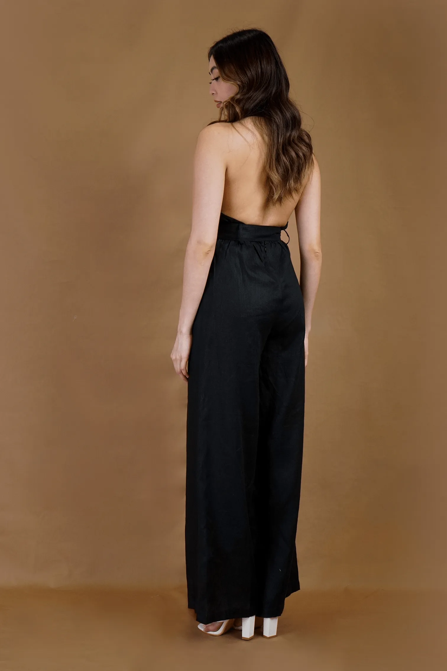 Black Linen Halter Jumpsuit