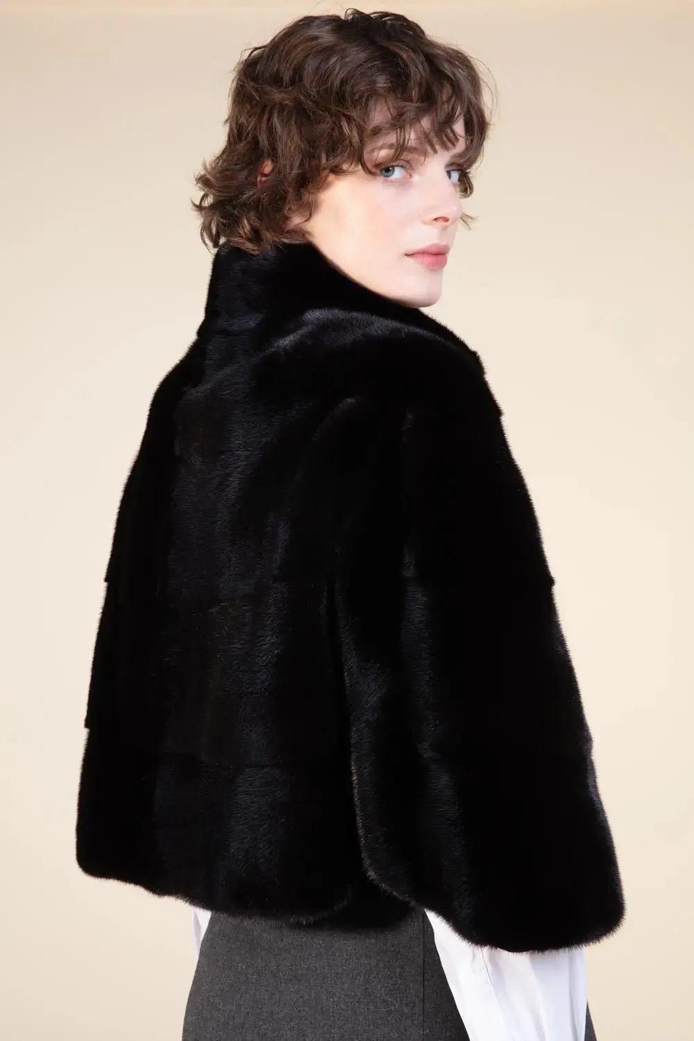 Black mink cape