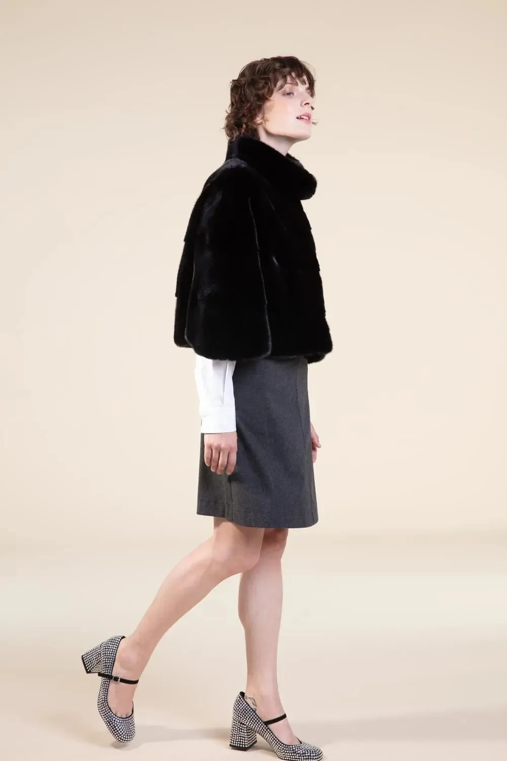 Black mink cape