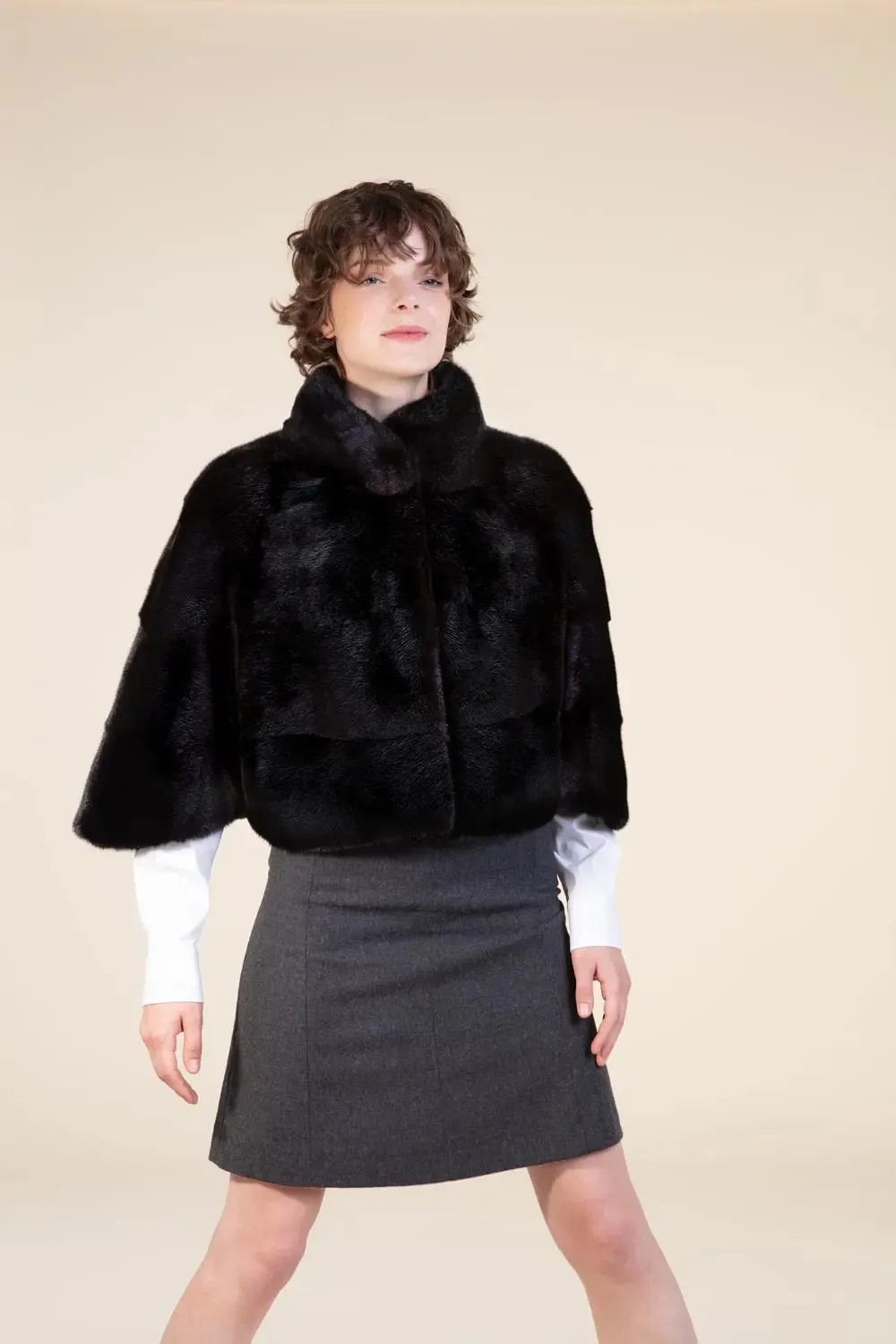 Black mink cape