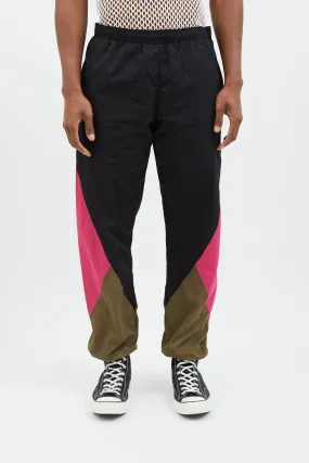 Black Pink Brown Nylon Track Pant