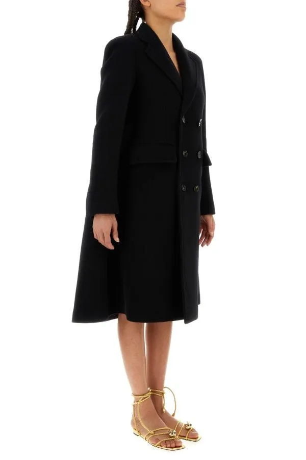 BOTTEGA VENETA | Black wool blend cape coat