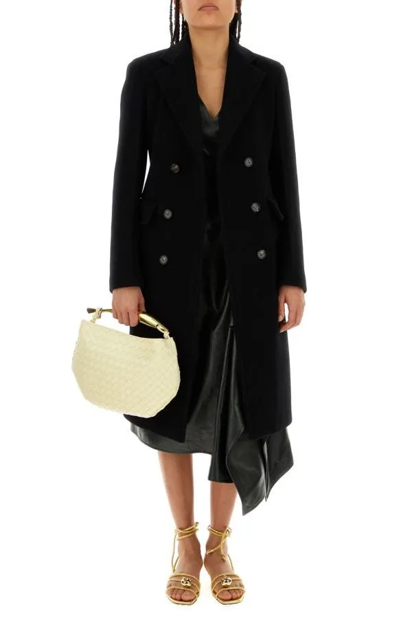 BOTTEGA VENETA | Black wool blend cape coat