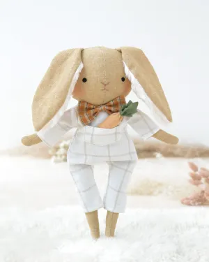 Bunny Soft Toy Jeannot White Gingham Jumpsuit