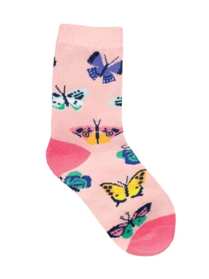Butterfly Migration Kid's Socks Pink (2-4 Years)