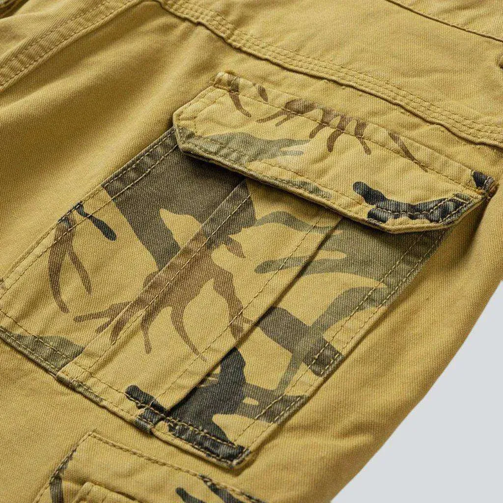 Camouflage cargo men's denim shorts