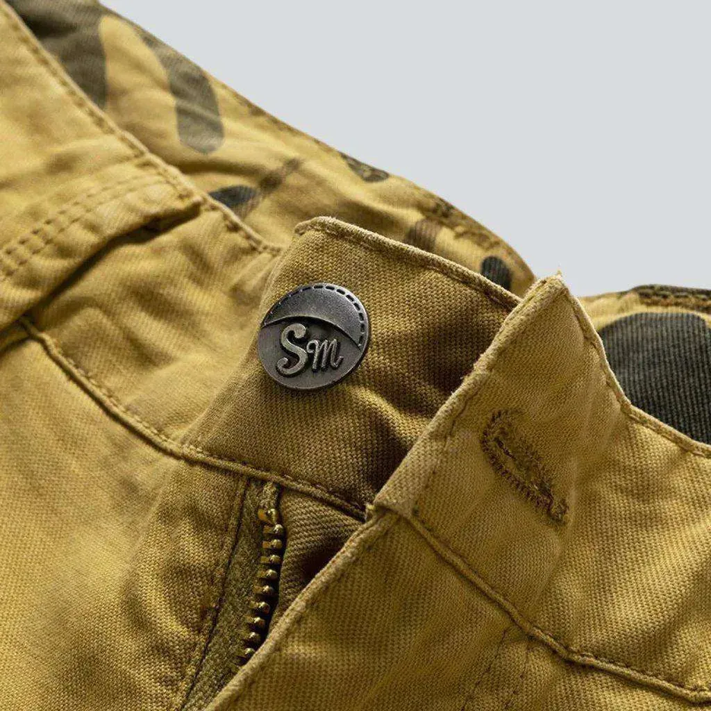Camouflage cargo men's denim shorts