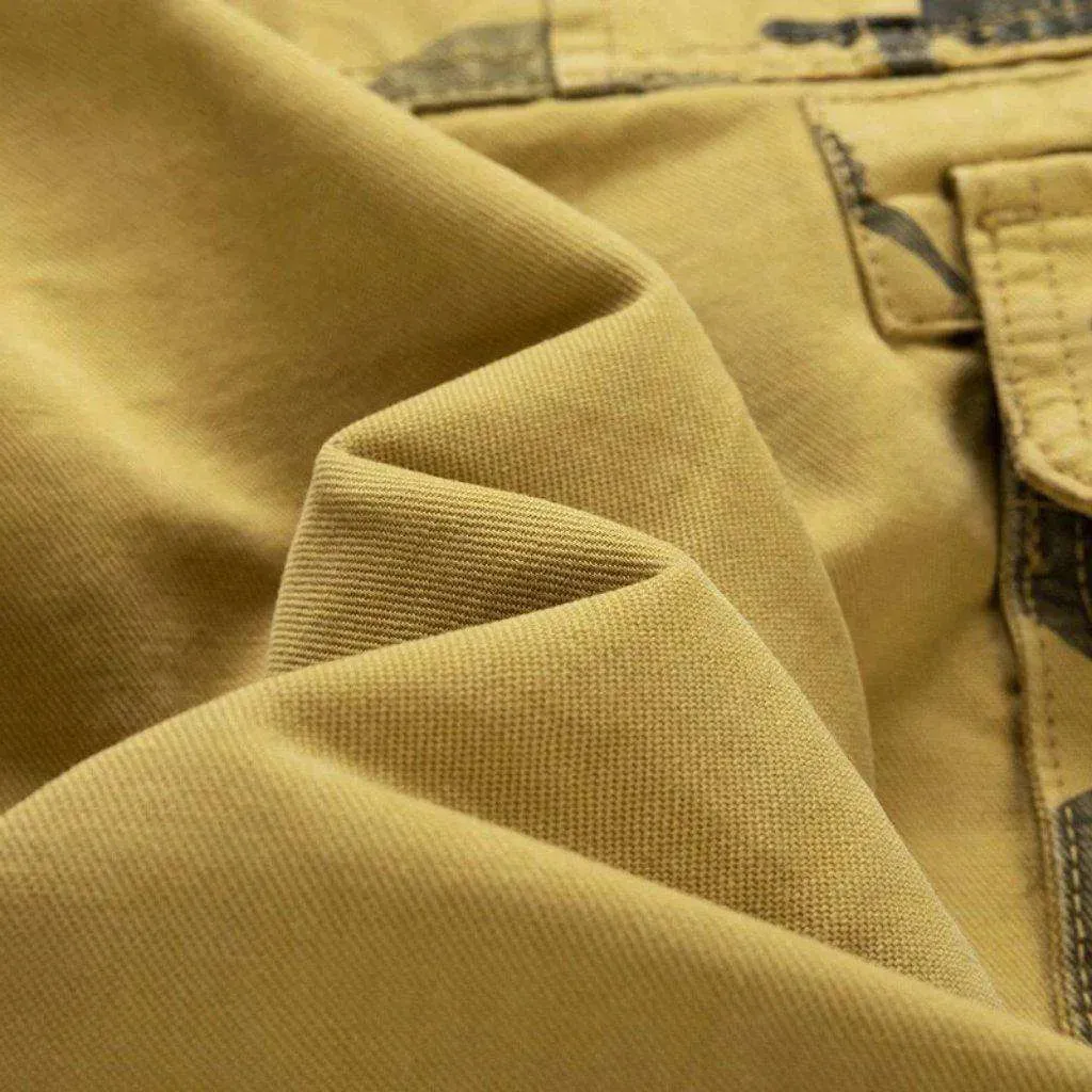Camouflage cargo men's denim shorts
