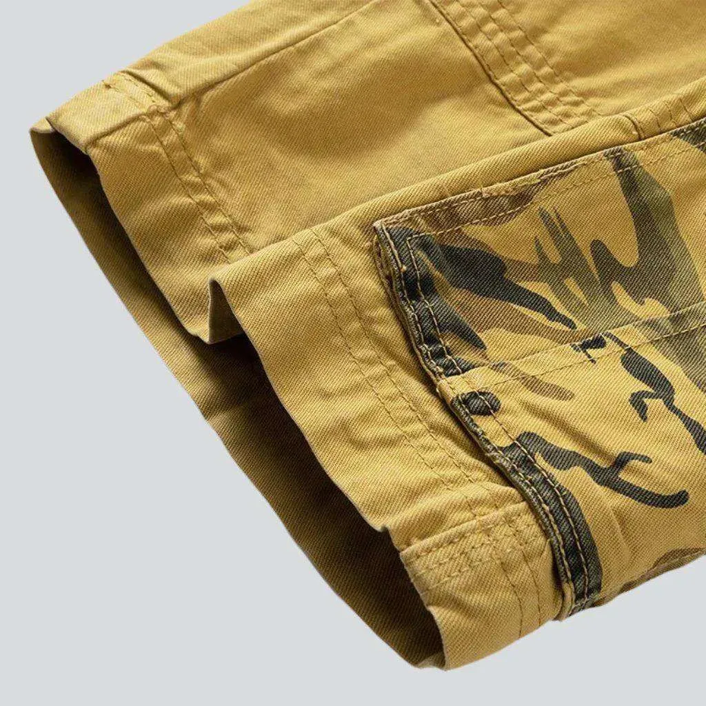 Camouflage cargo men's denim shorts