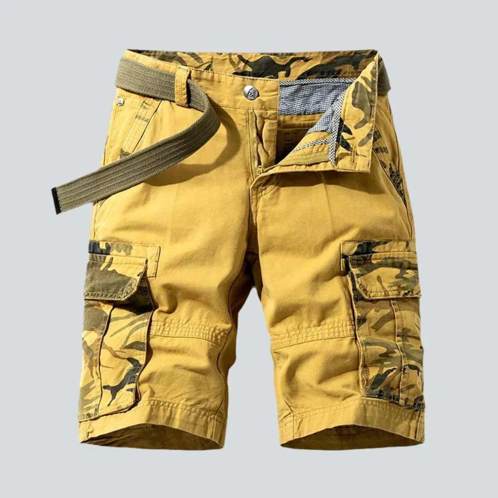 Camouflage cargo men's denim shorts