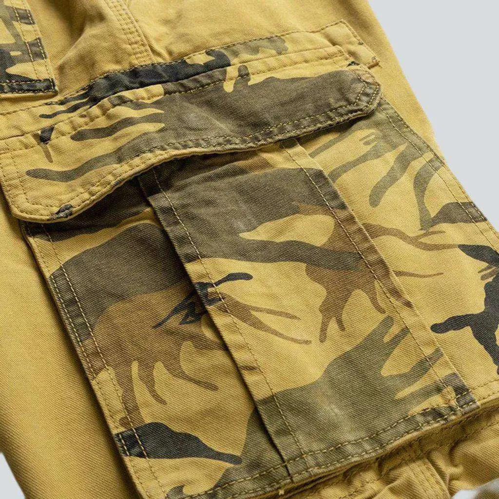 Camouflage cargo men's denim shorts