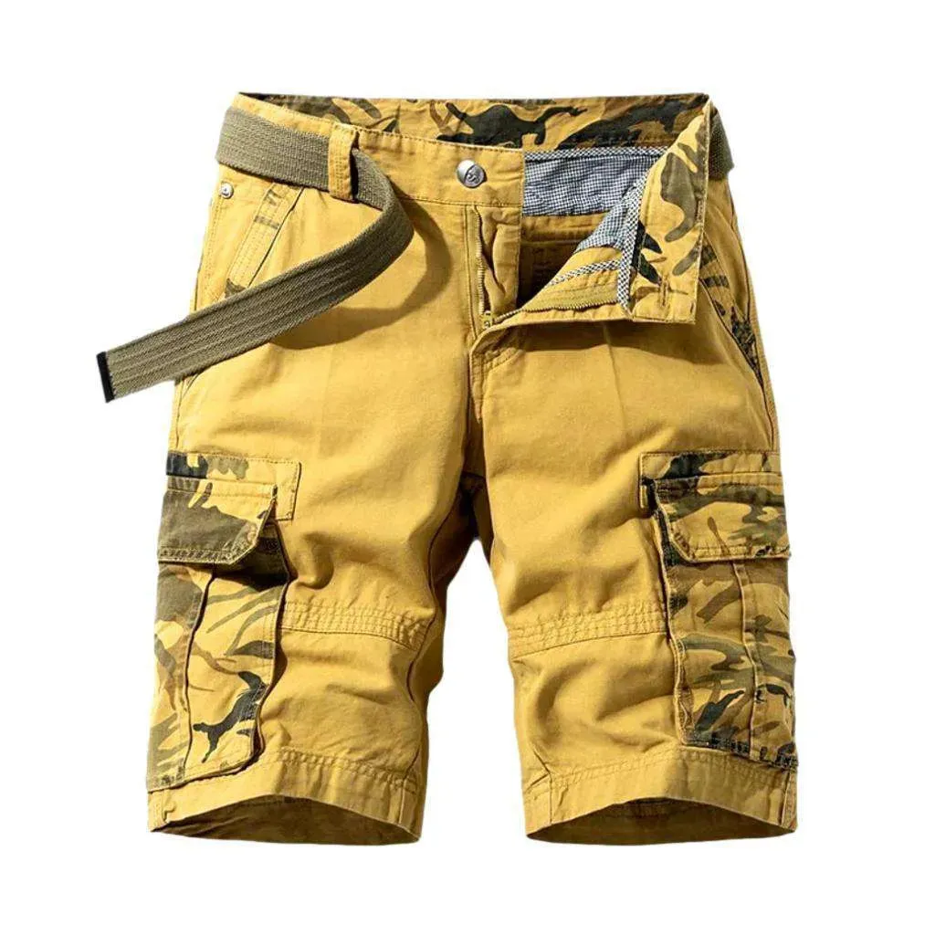 Camouflage cargo men's denim shorts