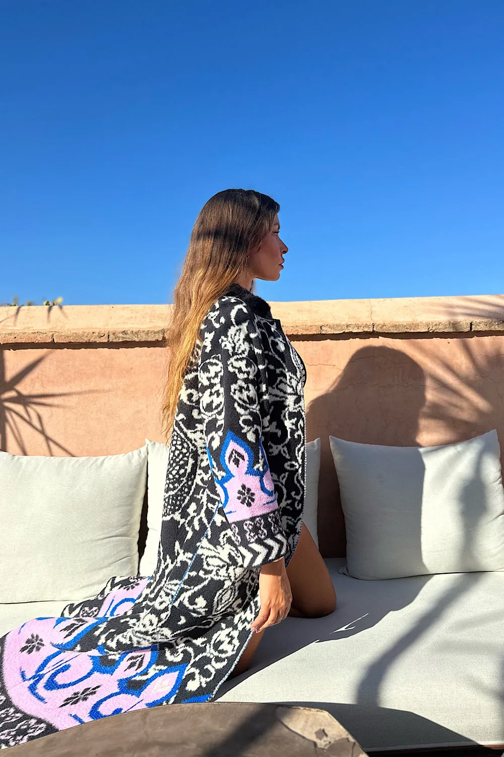 CAPPOTTO IN MAGLIA PATTERN FIORI