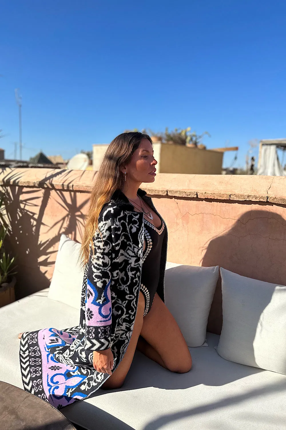 CAPPOTTO IN MAGLIA PATTERN FIORI