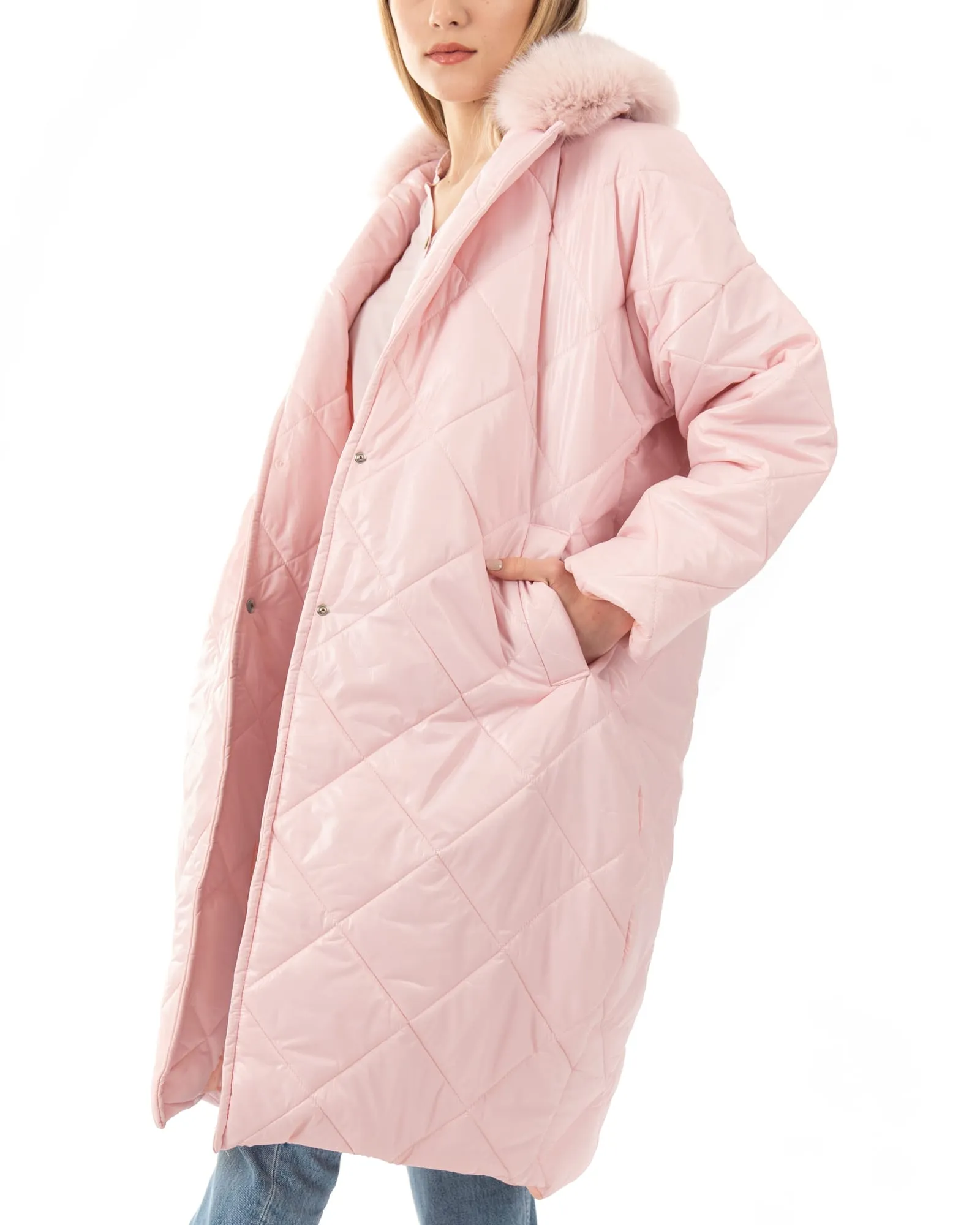 Cento Grammi with Fox collar - Pink
