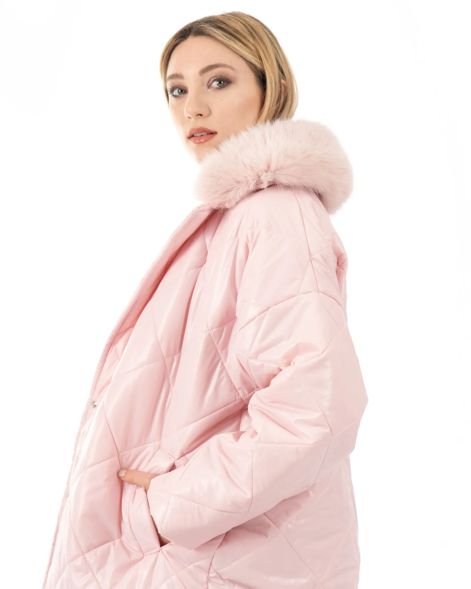 Cento Grammi with Fox collar - Pink