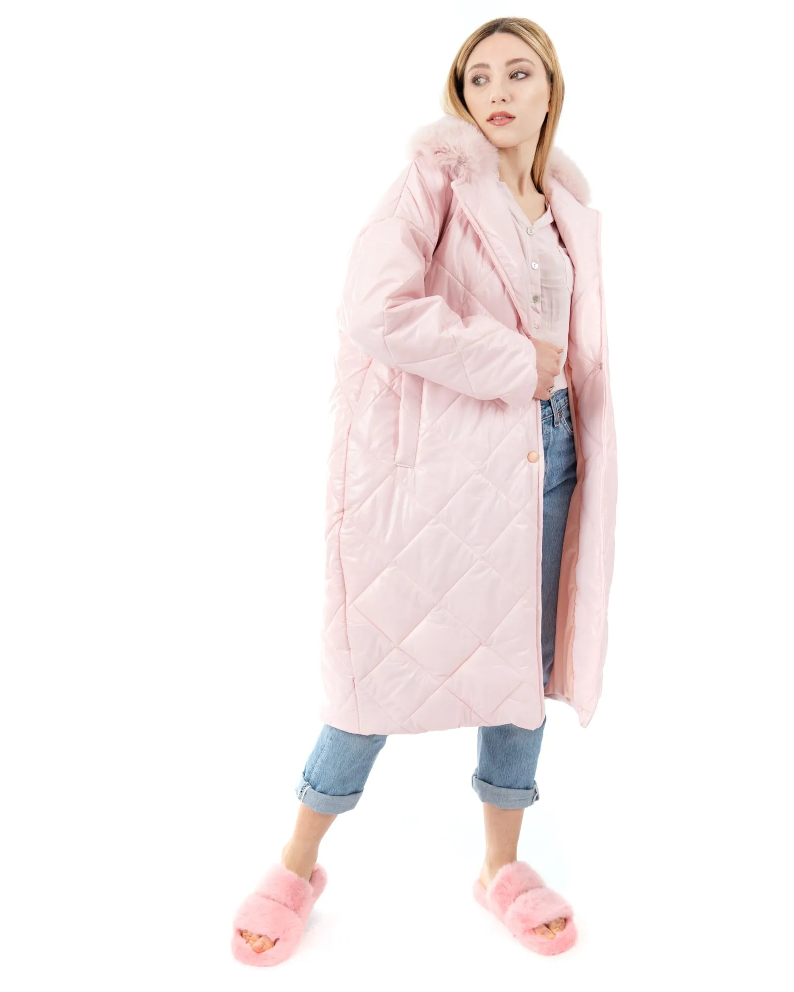 Cento Grammi with Fox collar - Pink