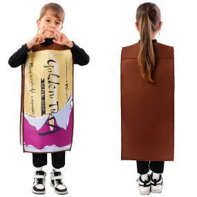 Charlie and the Chocolate Factory Kids Children Gold Coupon Cosplay Costume