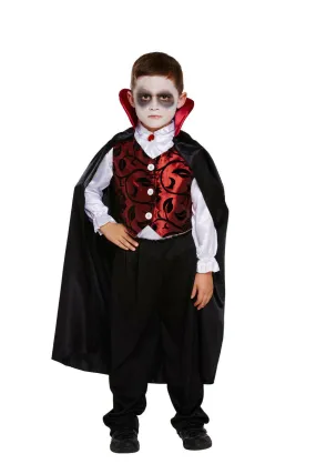Children’s Deluxe Vampire Costume Boys Halloween Horror Dracula Fancy Dress Outf