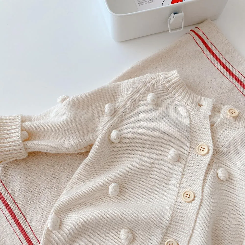 Children's Knitted Sweater Autumn Girls Handmade Ball Cardigan Coat Wholesale Girls Clothes