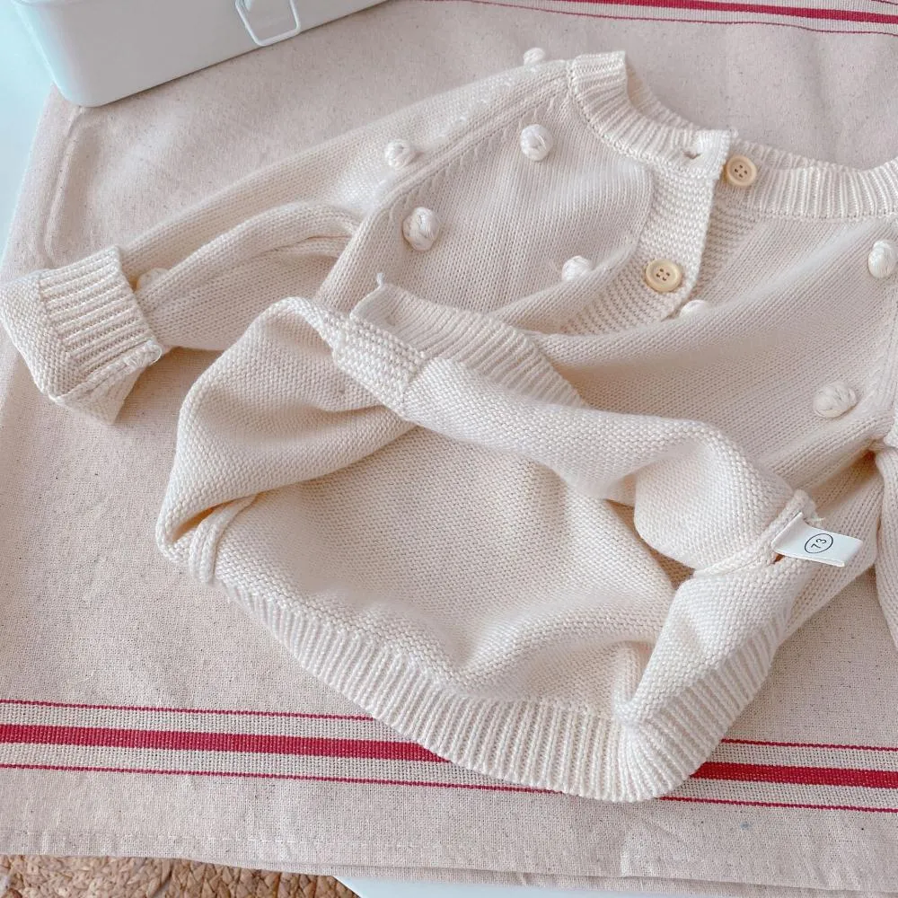 Children's Knitted Sweater Autumn Girls Handmade Ball Cardigan Coat Wholesale Girls Clothes