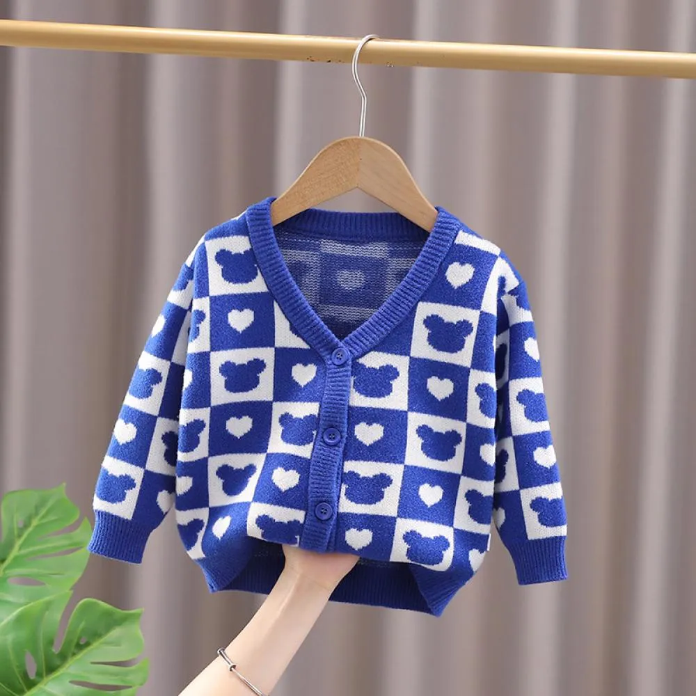 Children's Knitted Sweater Cardigan Western Style Coat Wholesale Kids Clothes