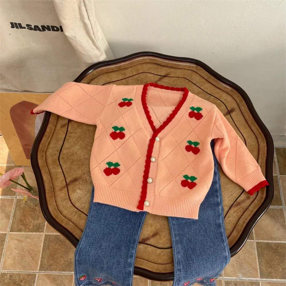 Children's Sweater Coat Autumn and Winter Girls' Knitted Cardigan Wholesale Girls Clothes