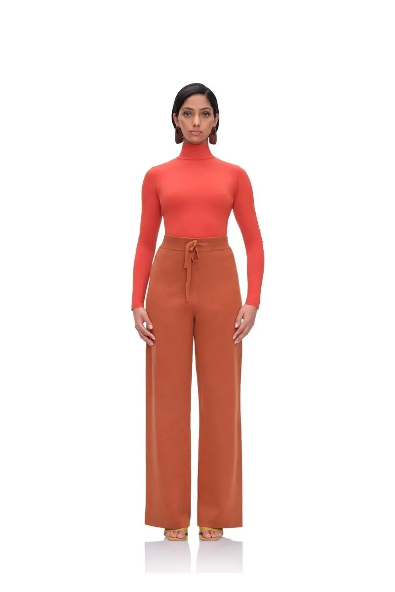 COLLO TURTLENECK MESH BODYSUIT IN PUMPKIN