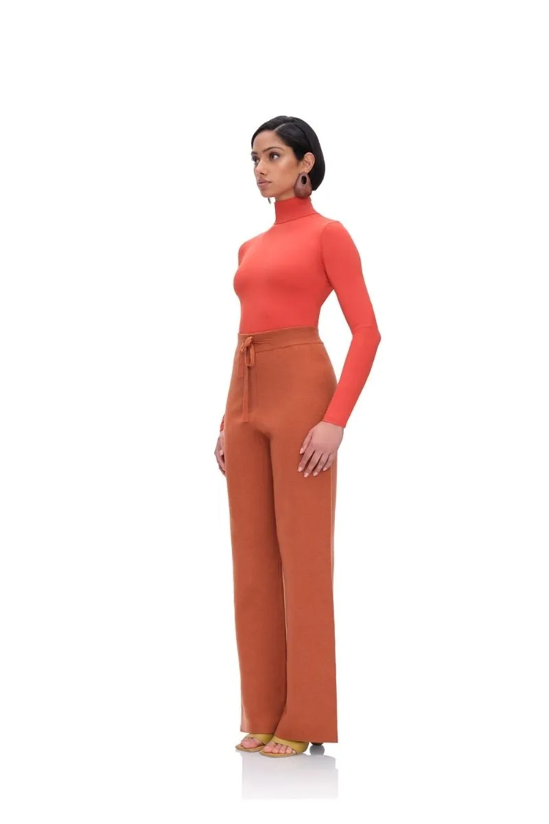 COLLO TURTLENECK MESH BODYSUIT IN PUMPKIN