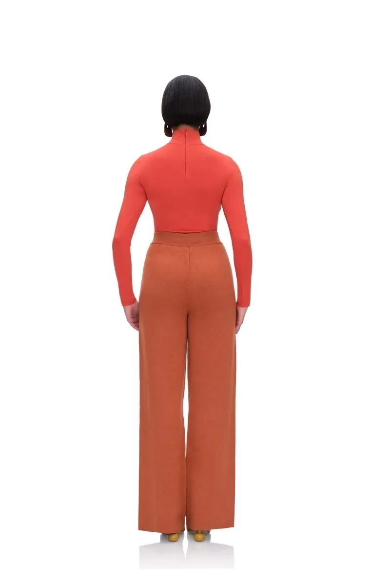 COLLO TURTLENECK MESH BODYSUIT IN PUMPKIN