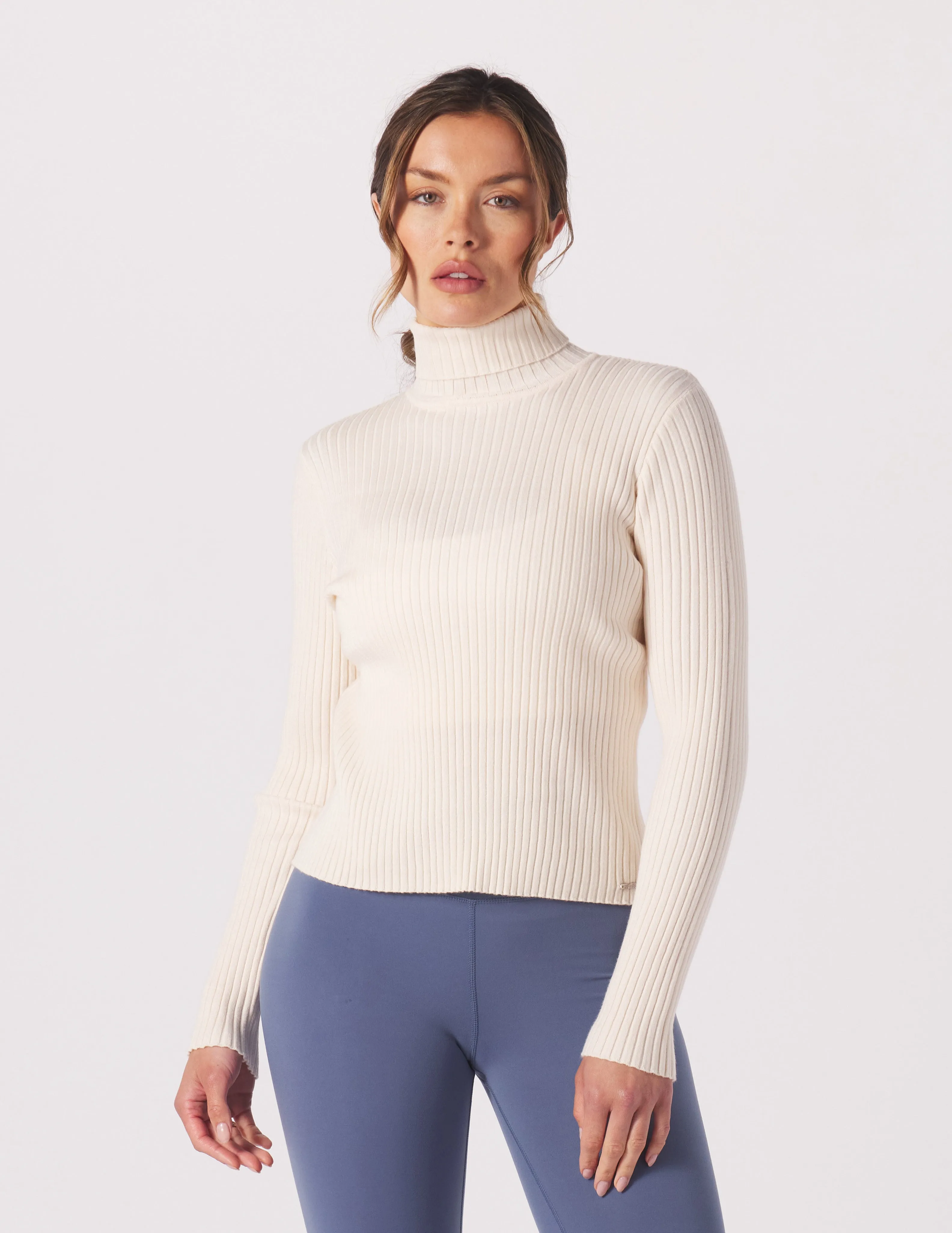 Couture Rib Turtle Neck: Oatmilk