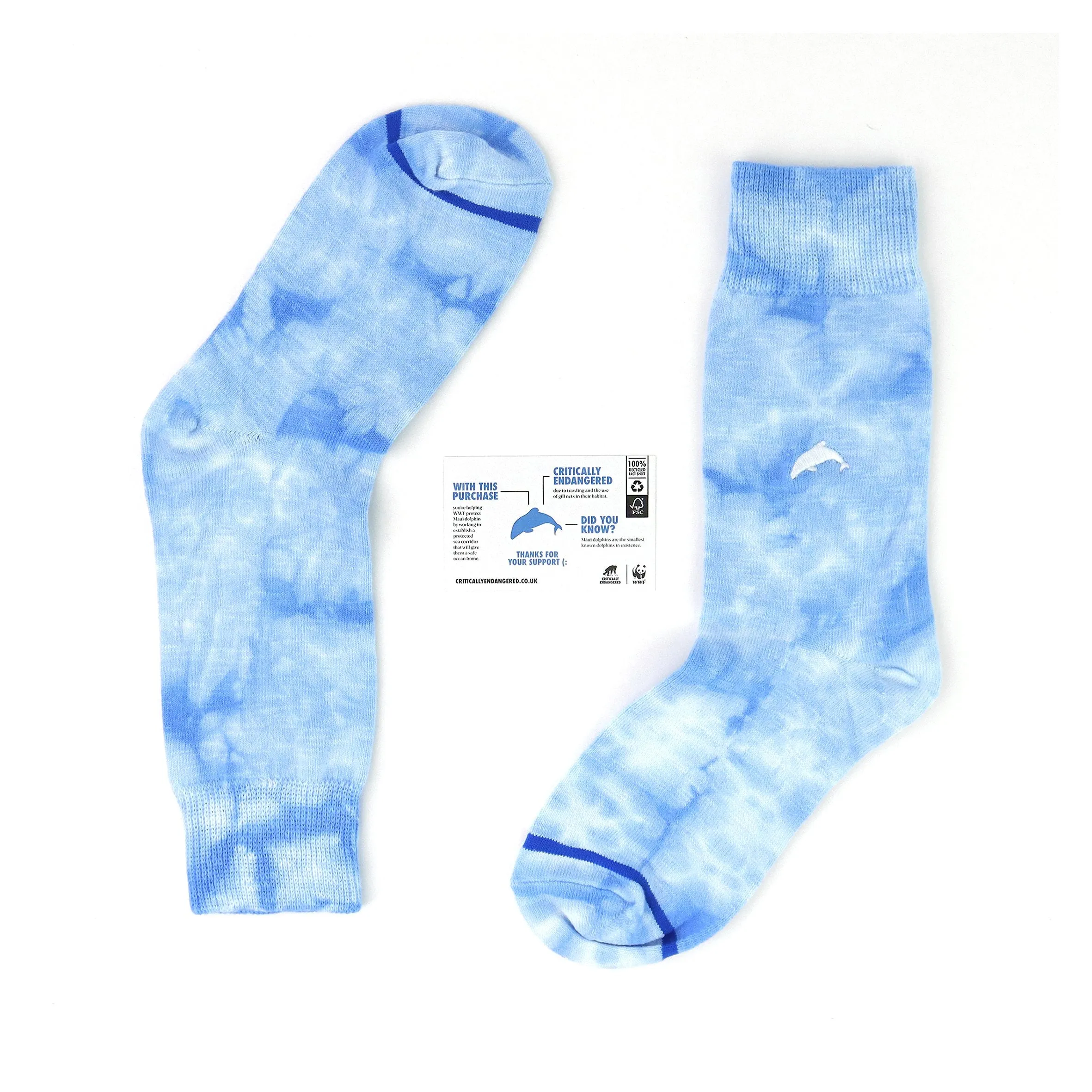 Critically Endangered Tie Dye Adult Socks - Dolphin