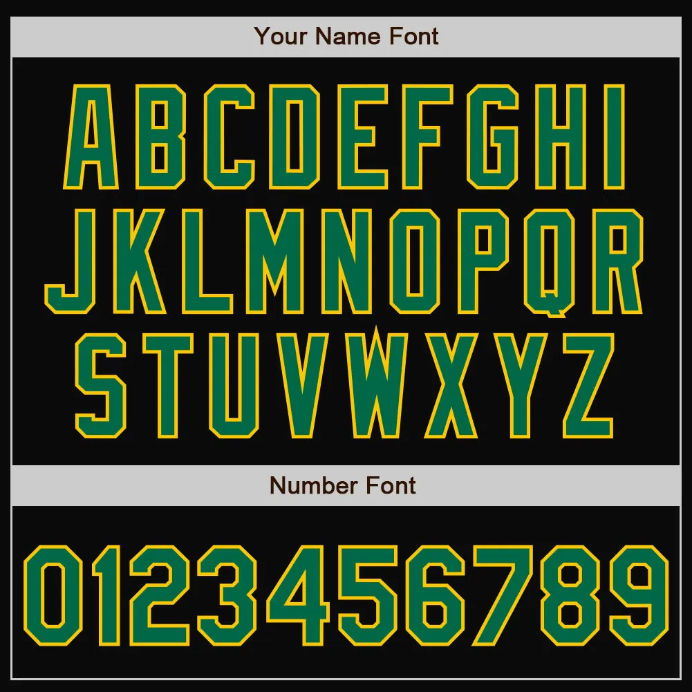 Custom Black Kelly Green-Yellow Bomber Full-Snap Varsity Letterman Jacket
