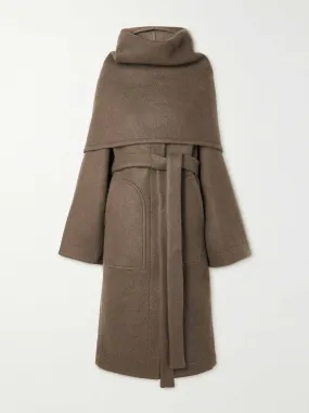 Dagger belted layered wool and alpaca-blend coat