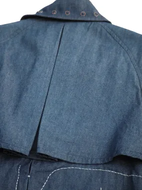 Elle Denim Abstract Face Cape Coat