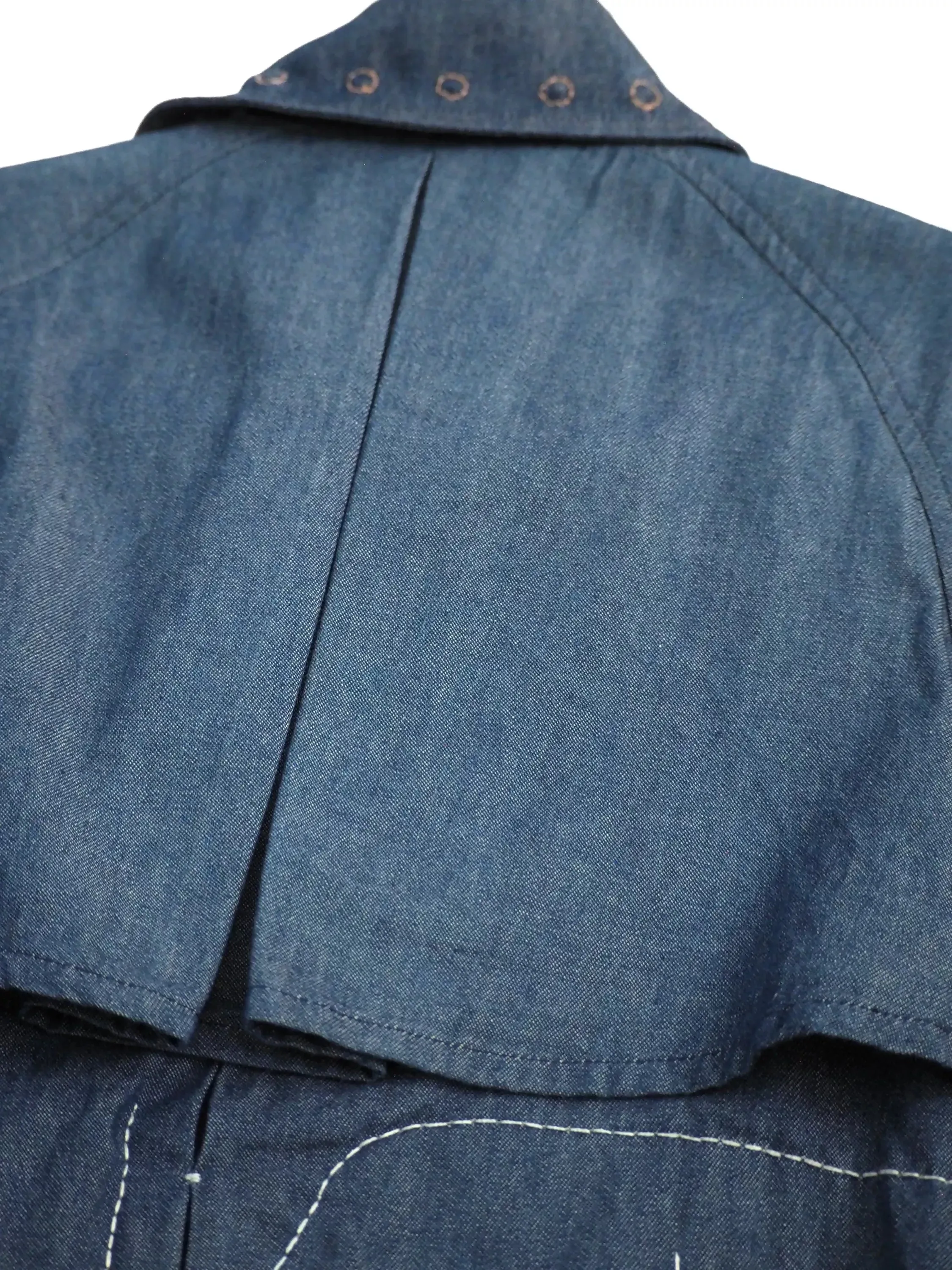 Elle Denim Abstract Face Cape Coat