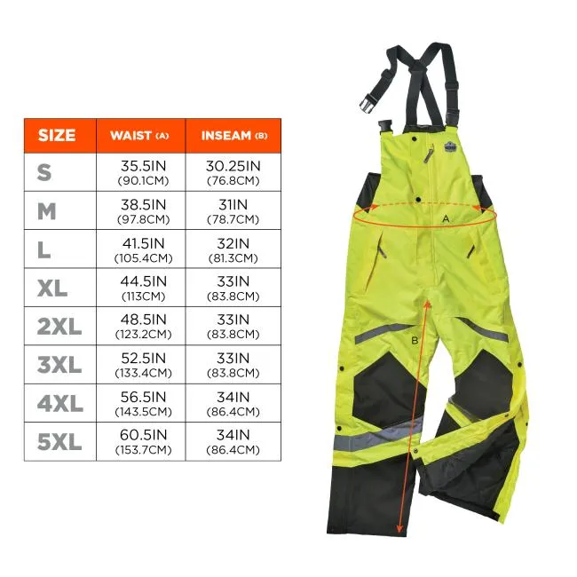 Ergodyne GloWear 8928 Class E Hi-Vis Insulated Bibs - Lime