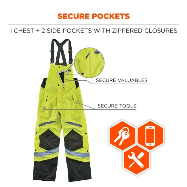 Ergodyne GloWear 8928 Class E Hi-Vis Insulated Bibs - Lime