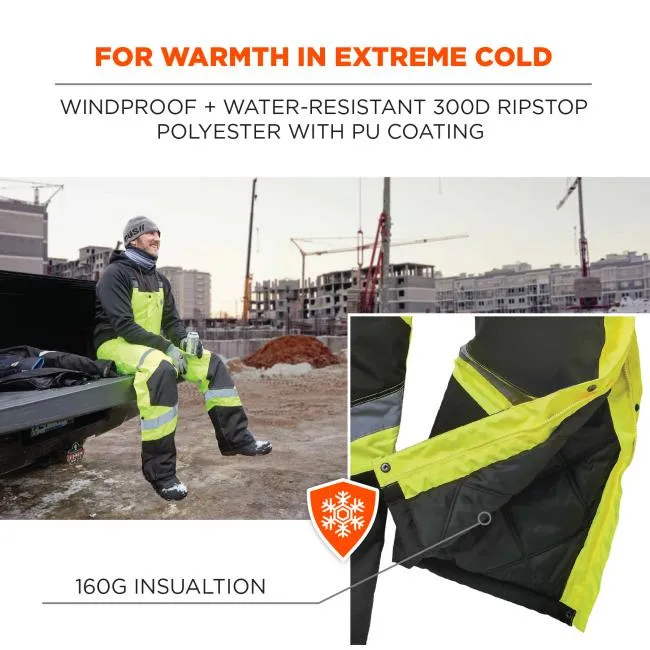 Ergodyne GloWear 8928 Class E Hi-Vis Insulated Bibs - Lime
